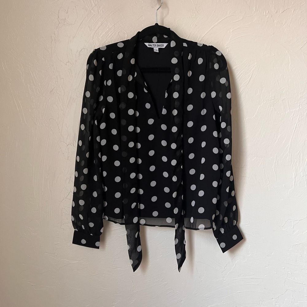 Walter Baker Duchess black polka dot neck tie top size S - Picture 2 of 10